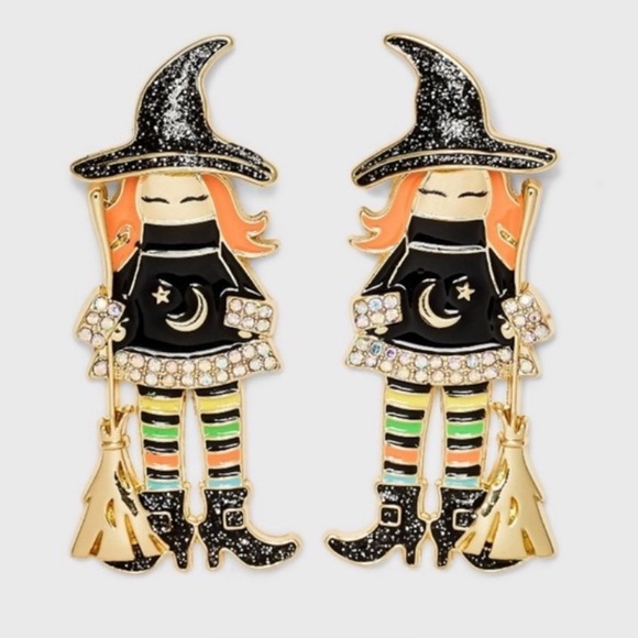 Sugarfix by Baublebar "Broomstick Business" Witch and Broomstick Earrings NEW - Picture 5 of 5